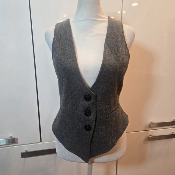 Vintage 90s Wool Gray Pleated Vest Womens Size Small - Picture 1 of 10